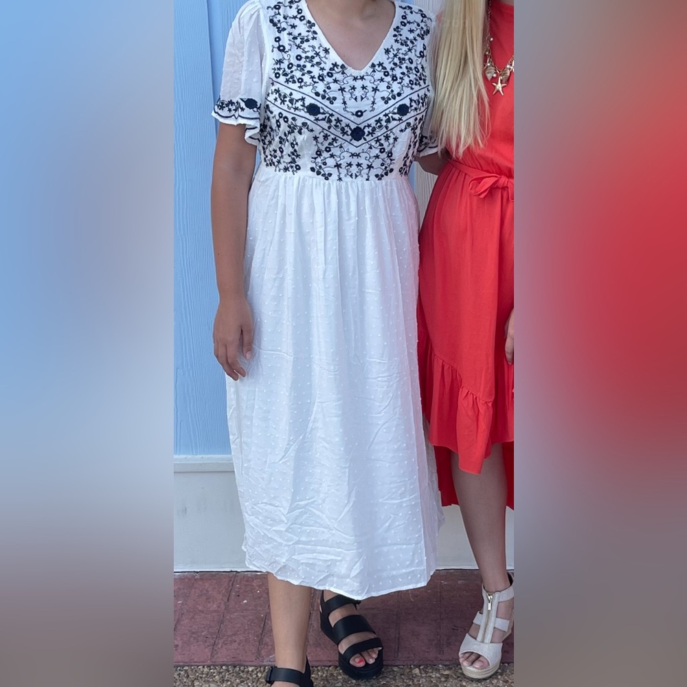 Embroidered Midi Dress